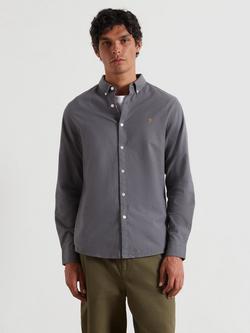 Farah Oxford Organic Cotton Long Sleeve Collar Shirt, Grey Shade