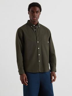 Farah Oxford Organic Cotton Long Sleeve Collar Shirt, Evergreen