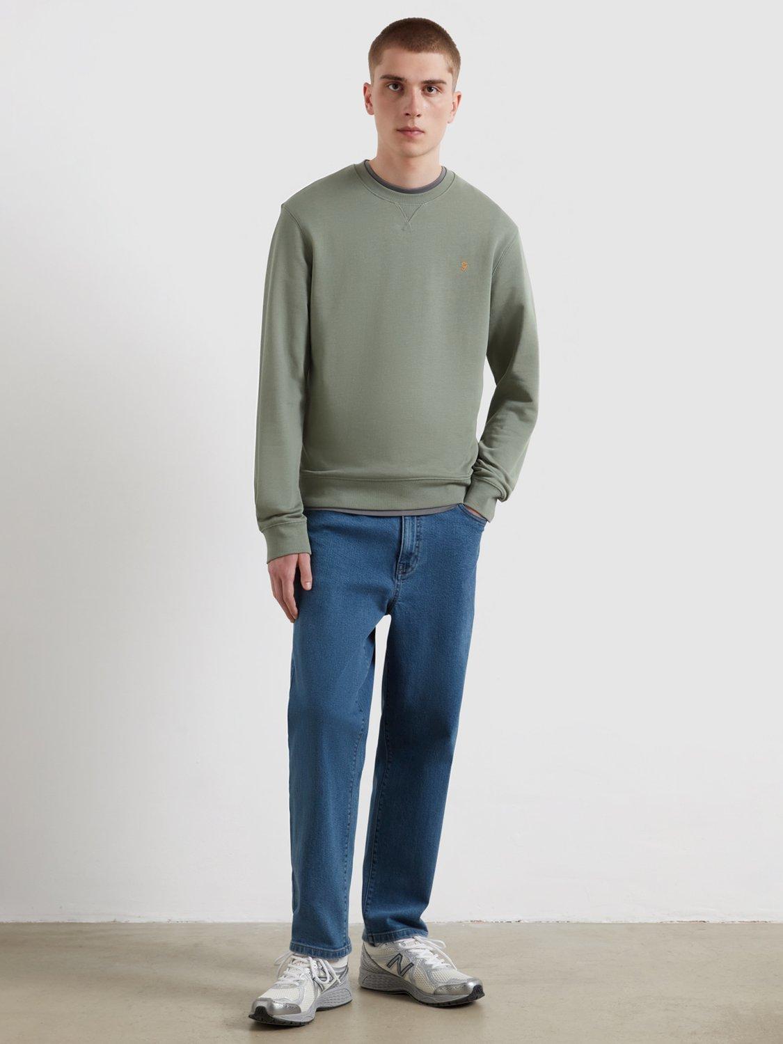 Product image 2 of 4, which shows Farah Crew Neck Cotton Sweatshirt, Green, S