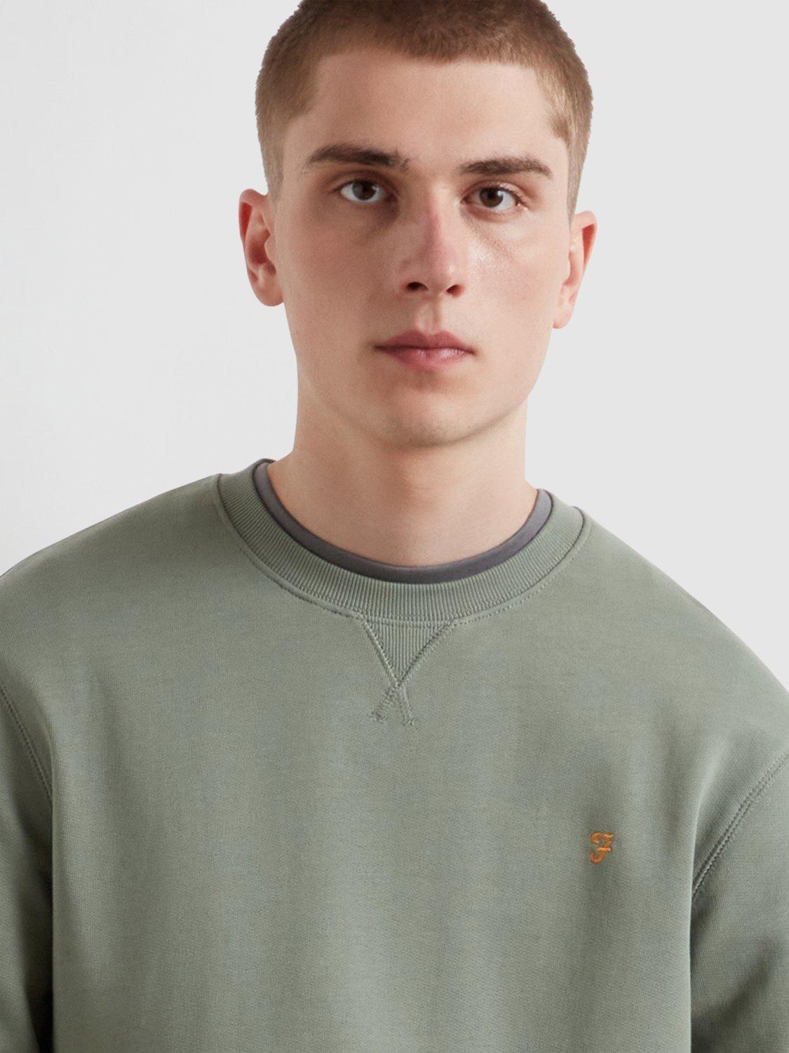 Product image 4 of 4, which shows Farah Crew Neck Cotton Sweatshirt, Green, S