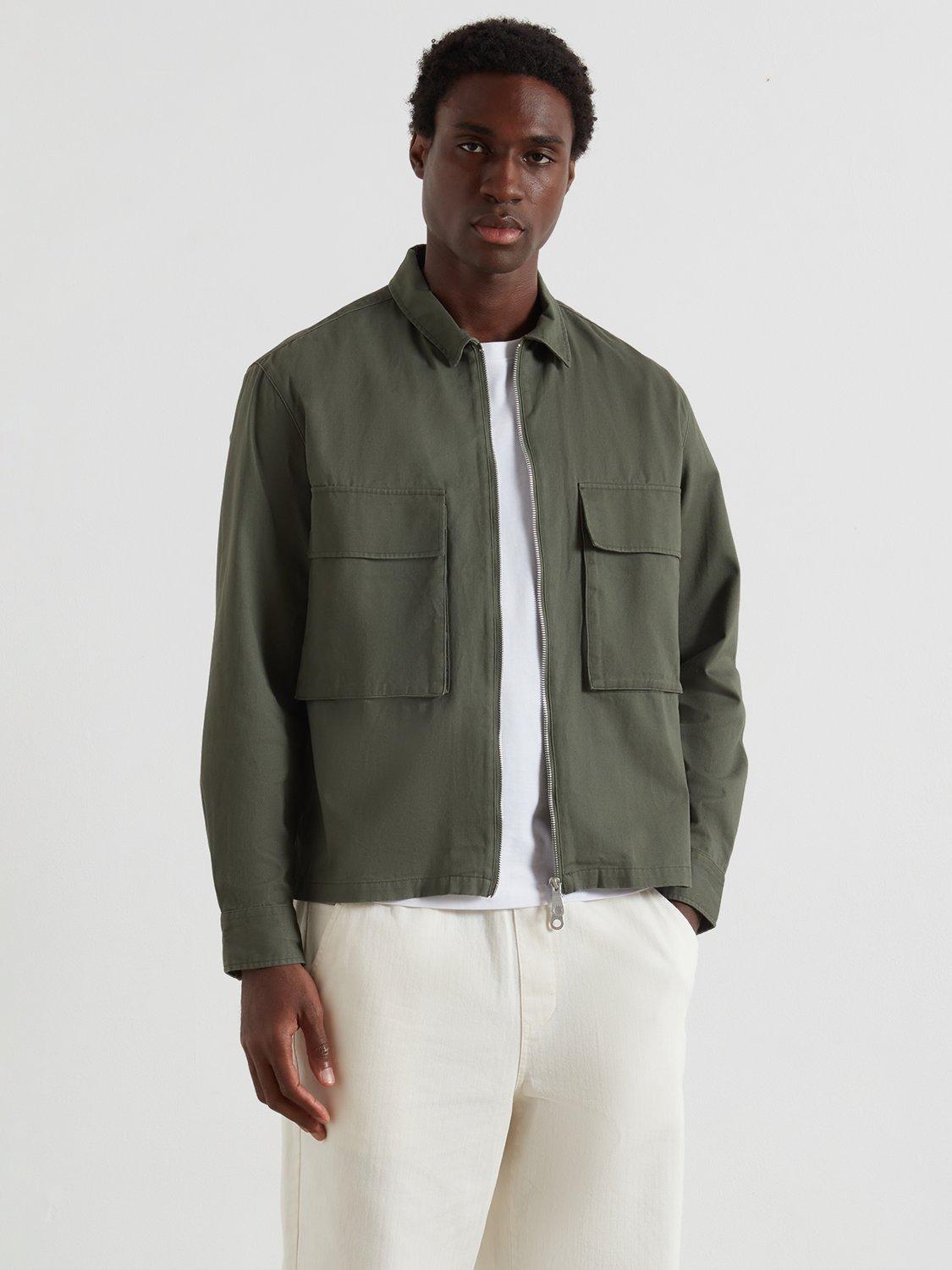 Product image 1 of 5, which shows Farah Organic Cotton Long Sleeve Zip Shirt, Rosemary, S