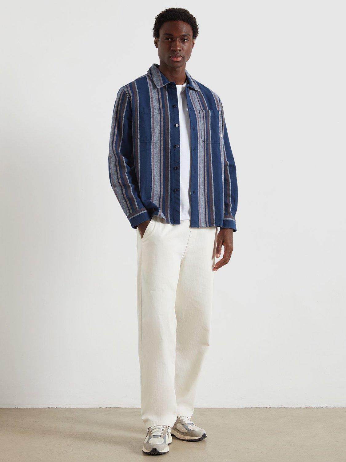 Product image 1 of 4, which shows Farah Stripe Cotton Shirt, Blue Multi, S