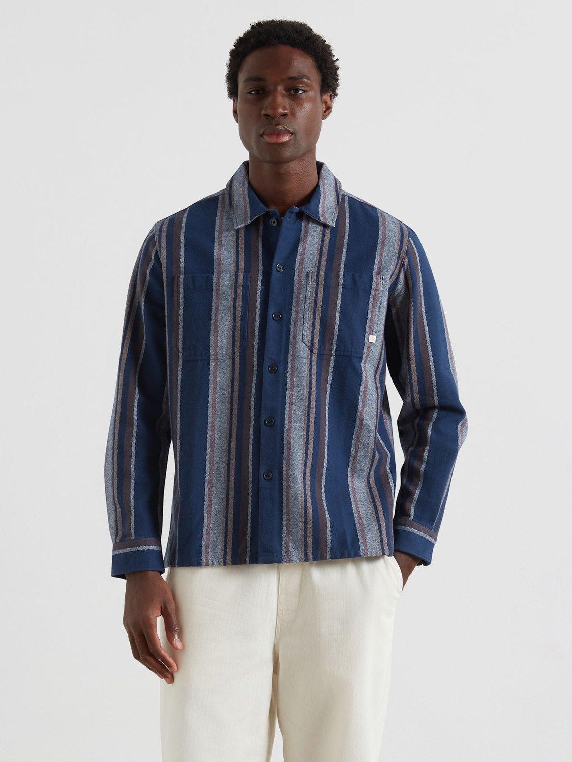 Product image 2 of 4, which shows Farah Stripe Cotton Shirt, Blue Multi, S