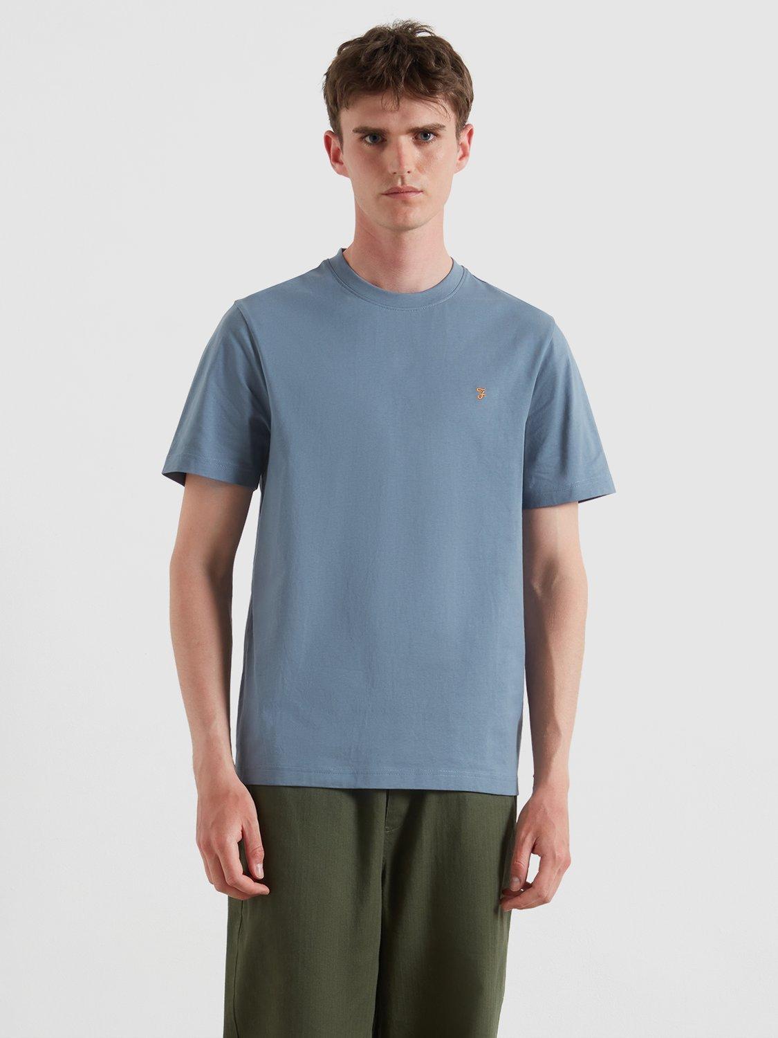 Product image 1 of 5, which shows Farah Crew Neck Cotton T-Shirt, Chalk Blue, S