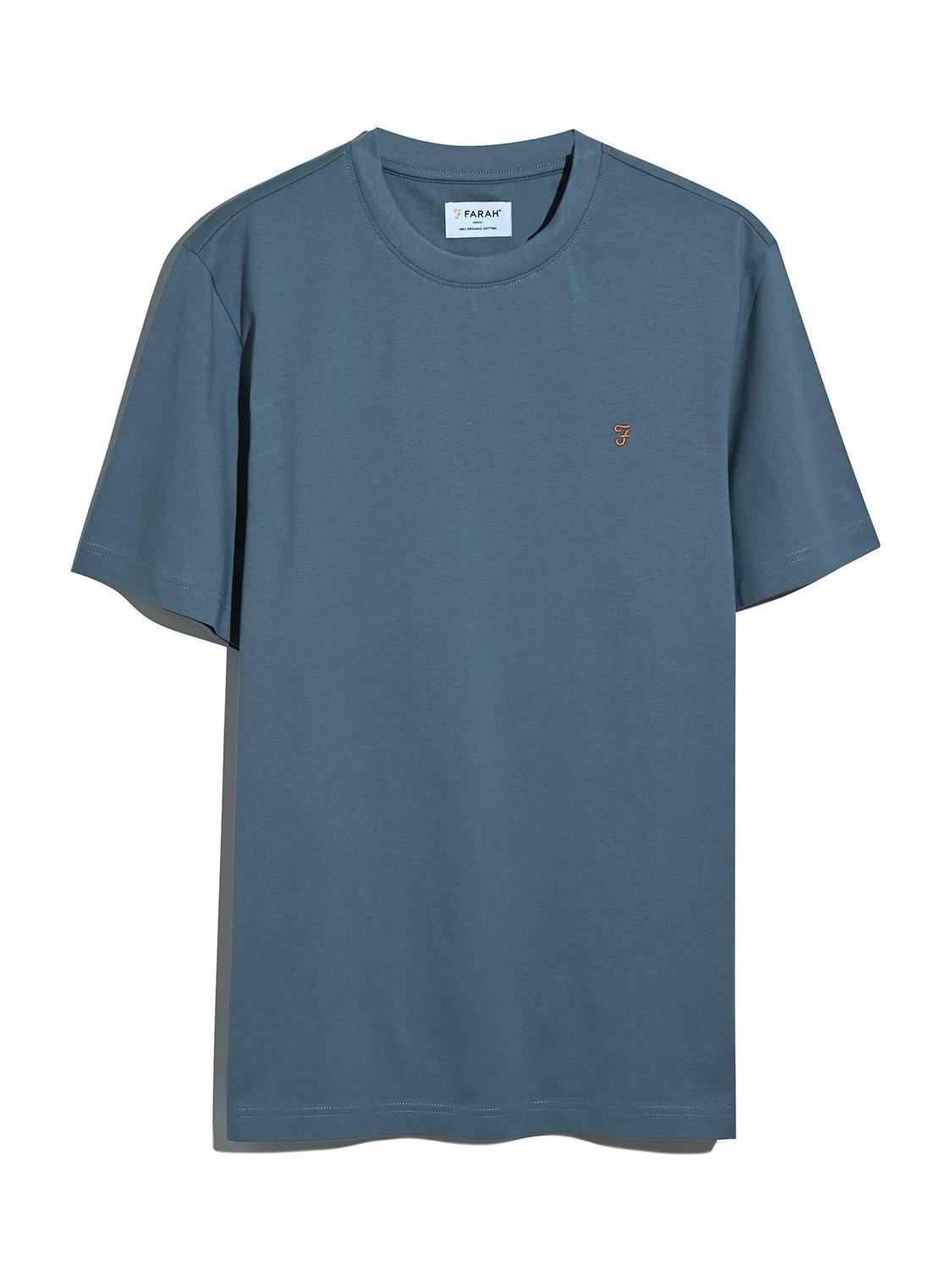 Product image 4 of 5, which shows Farah Crew Neck Cotton T-Shirt, Chalk Blue, S