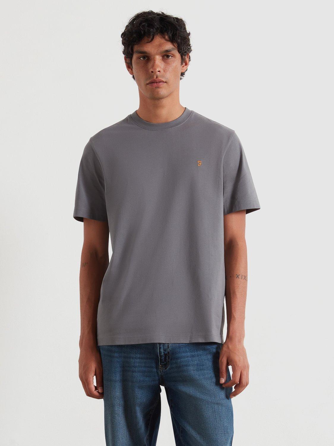 Product image 1 of 4, which shows Farah Crew Neck Cotton T-Shirt, Grey Shade, S