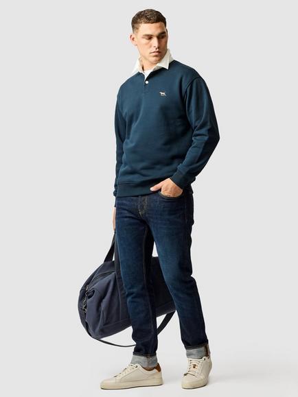 Rodd & Gunn Otago Cotton Blend Rugby Shirt - view 2, Eclipse