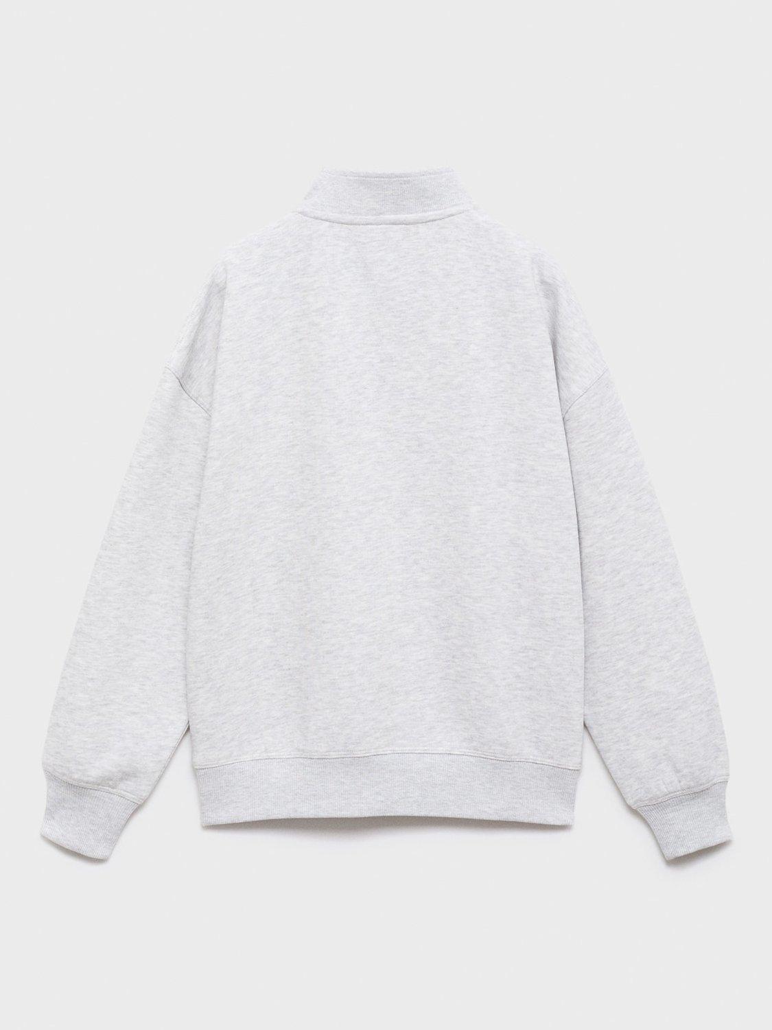 Product image 4 of 6, which shows Mango Kids' Cotton Blend Zip Neck Sweatshirt, Medium Grey, 9-10 years