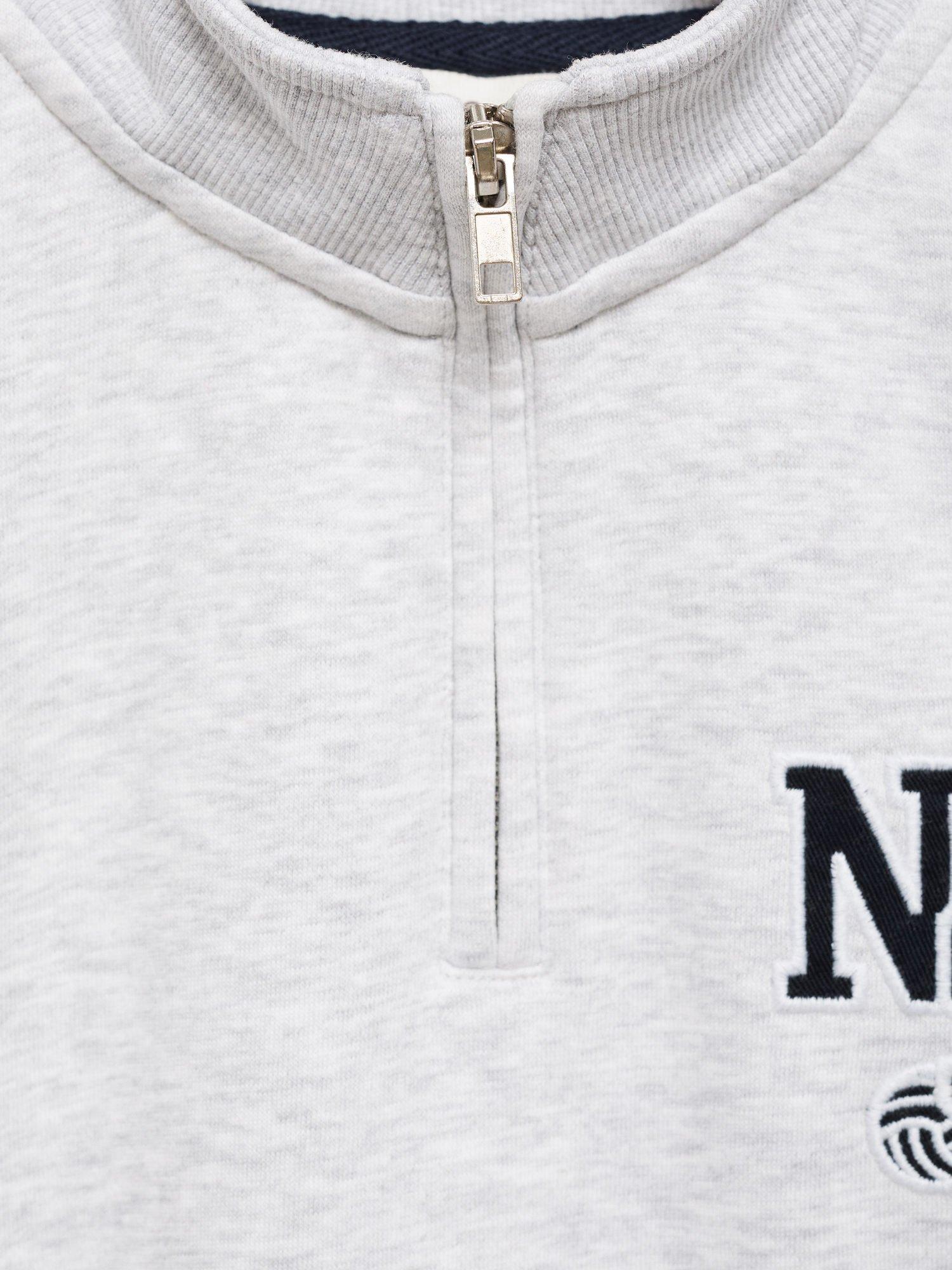 Product image 6 of 6, which shows Mango Kids' Cotton Blend Zip Neck Sweatshirt, Medium Grey, 9-10 years