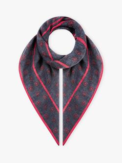 Brora Spot Pure Wool Square Scarf, Navy/Crimson, Navy/Crimson