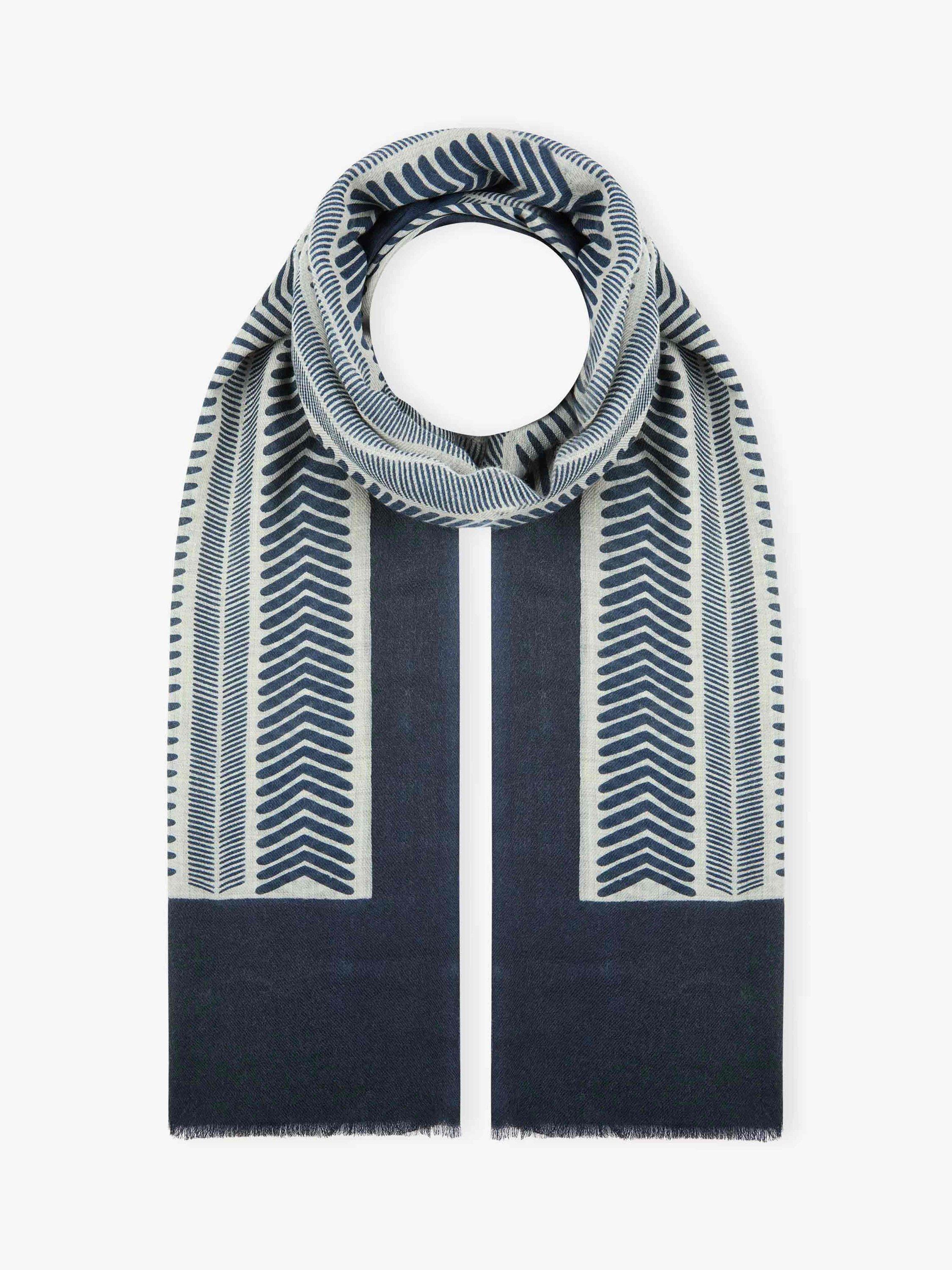 Product image 1 of 2, which shows Brora Geometric Pure Wool Stole, Dusk/Navy, One Size