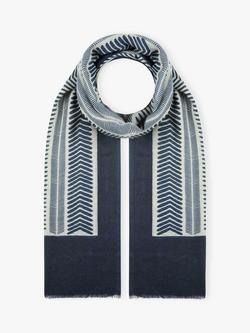 Brora Geometric Pure Wool Stole, Dusk/Navy, Dusk/Navy