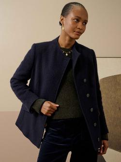 Brora Pure Wool Longline Blazer Jacket, Ink