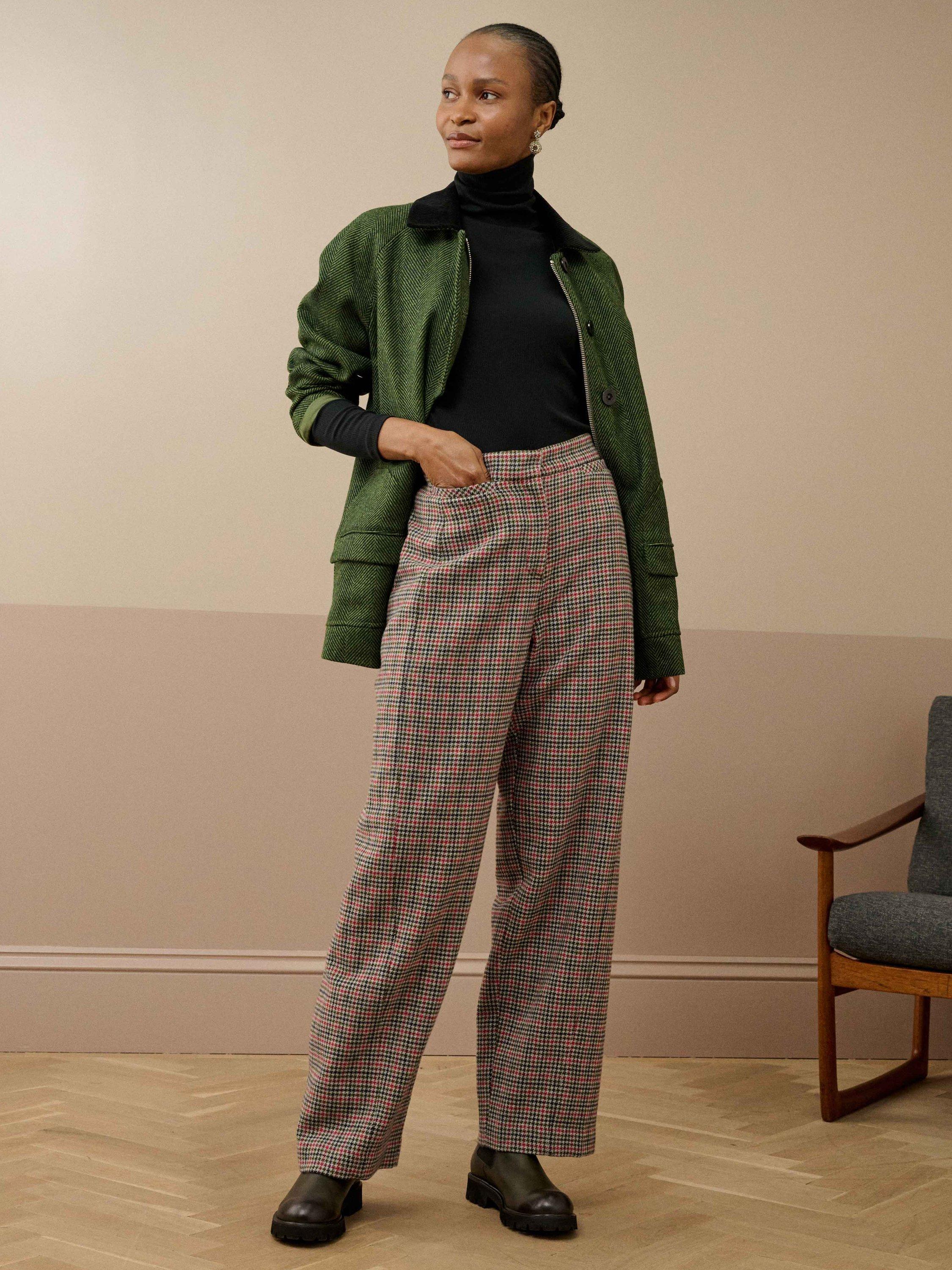 Product image 2 of 5, which shows Brora Cotton Rib Polo Neck Jumper, Black, 6