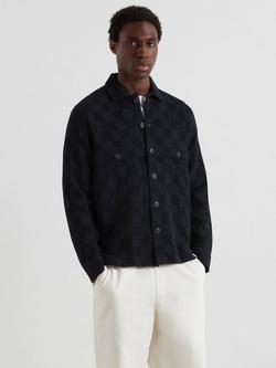 Farah Dobby Check Cotton Overshirt, True Navy