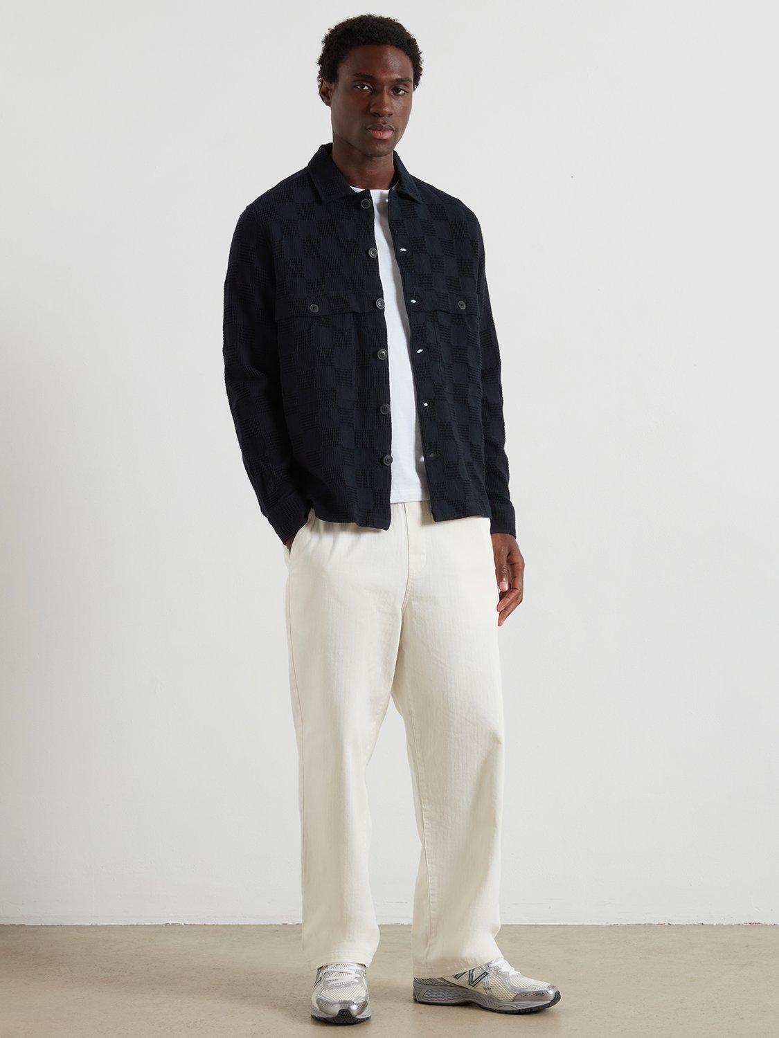Product image 2 of 5, which shows Farah Dobby Check Cotton Overshirt, True Navy, S