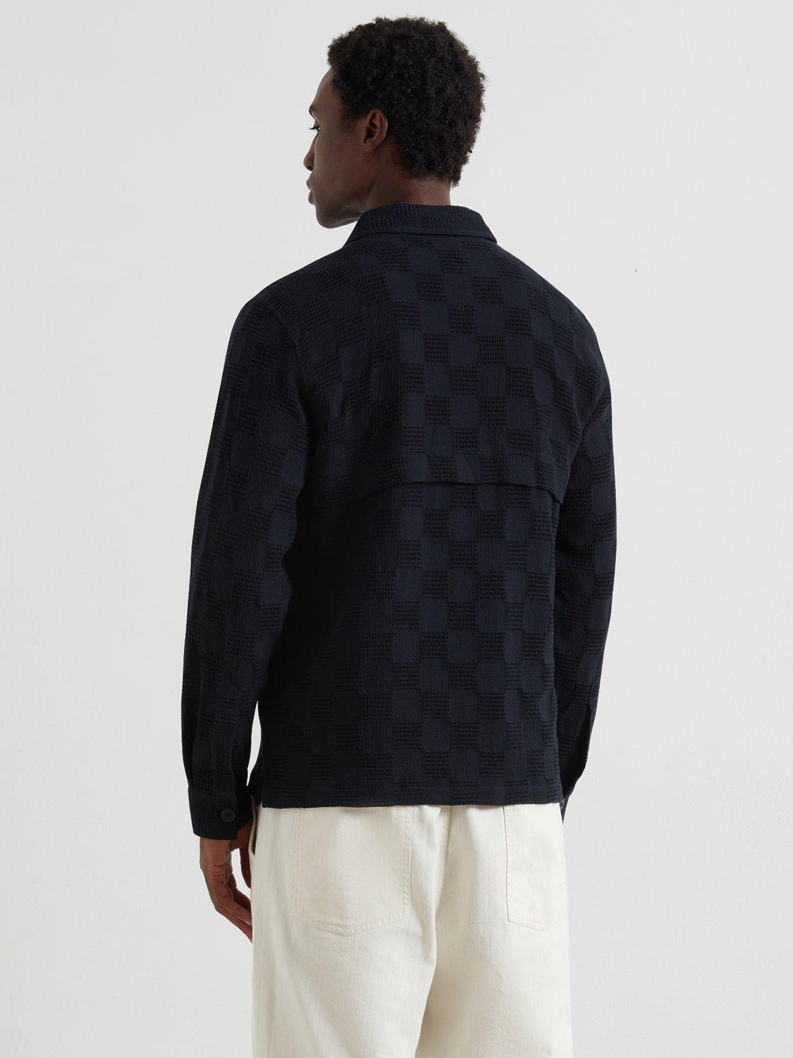 Product image 3 of 5, which shows Farah Dobby Check Cotton Overshirt, True Navy, S
