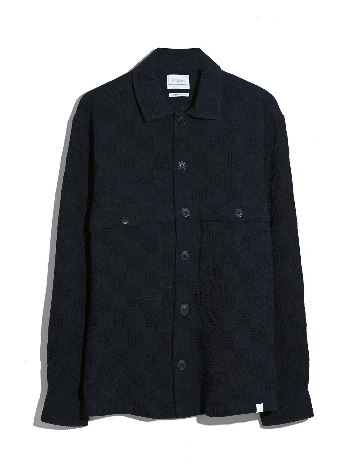 Product image 4 of 5, which shows Farah Dobby Check Cotton Overshirt, True Navy, S