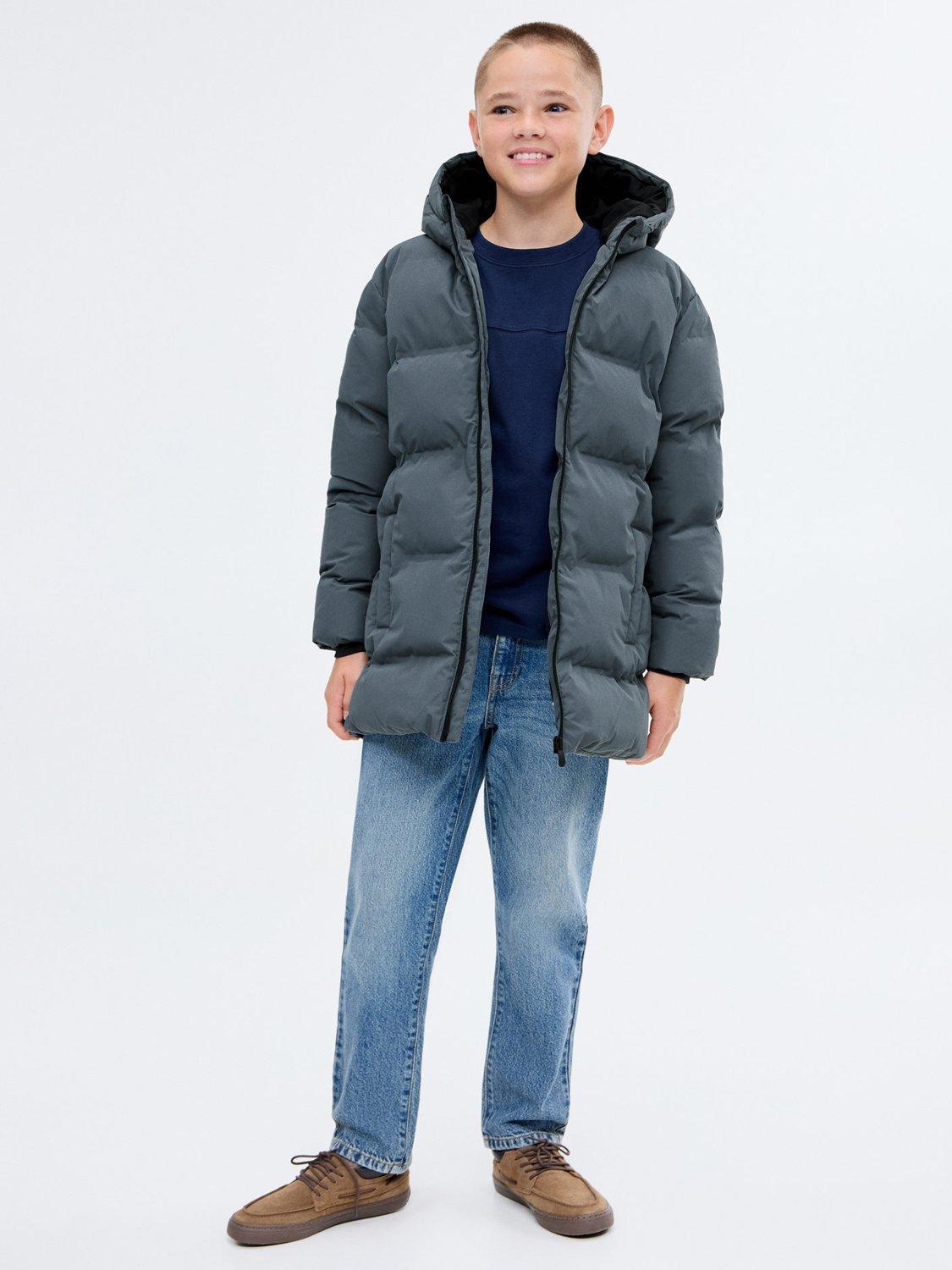 Product image 1 of 6, which shows Mango Kids' Afrilong Quilted Puffer Jacket, Medium Blue, 10 years