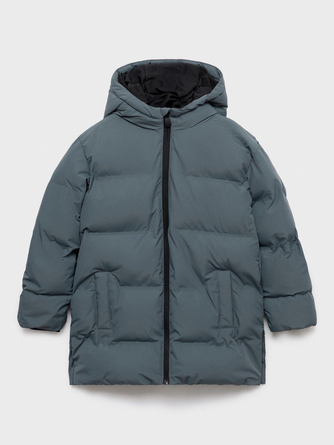 Product image 2 of 6, which shows Mango Kids' Afrilong Quilted Puffer Jacket, Medium Blue, 10 years