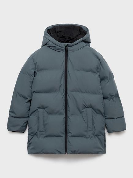 Mango Kids' Afrilong Quilted Puffer Jacket - view 2, Medium Blue