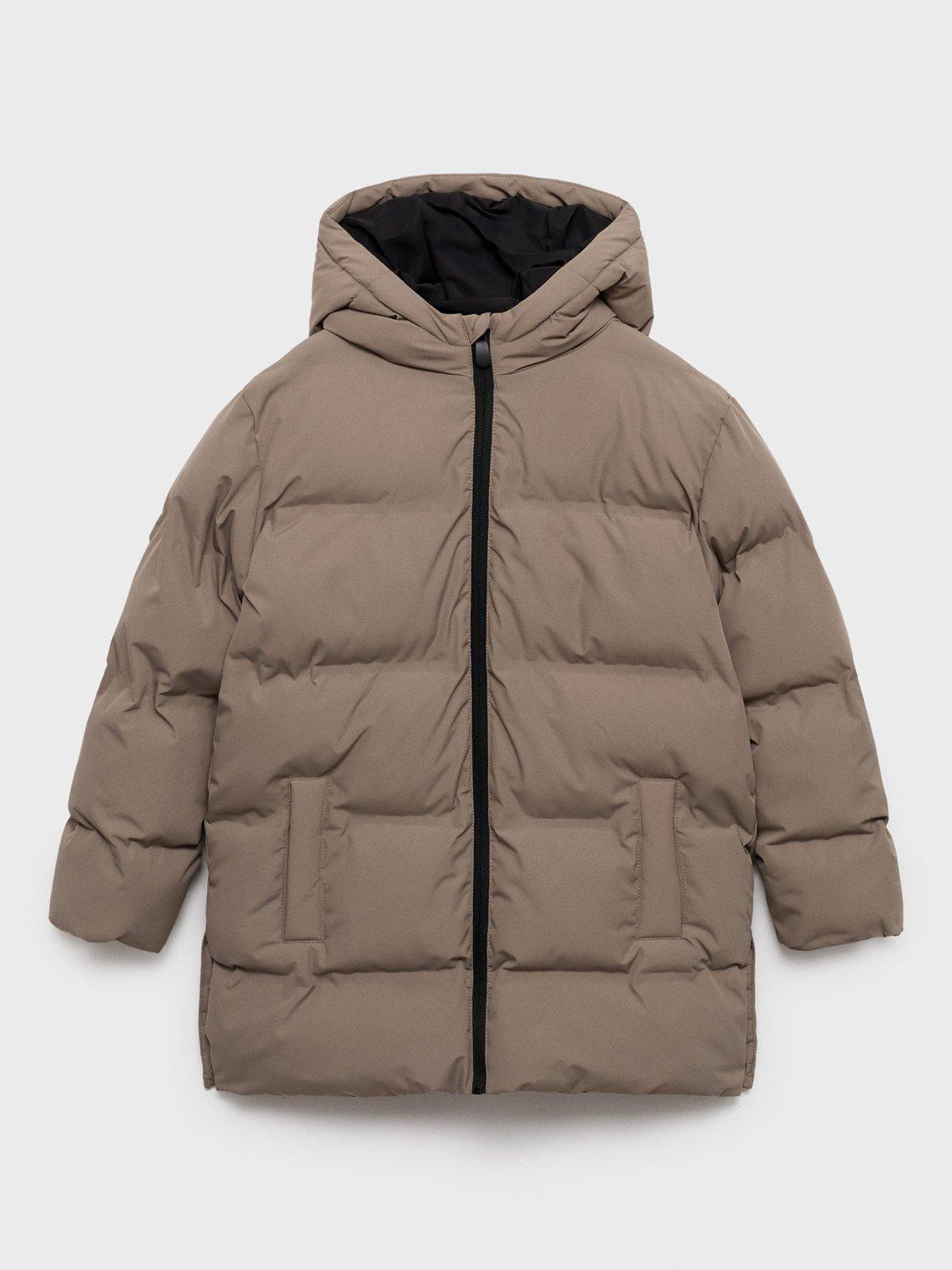 Product image 1 of 4, which shows Mango Kids' Afrilong Quilted Puffer Jacket, Medium Brown, 6 years