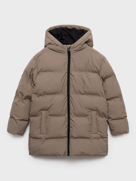 Mango Kids' Afrilong Quilted Puffer Jacket, Medium Brown
