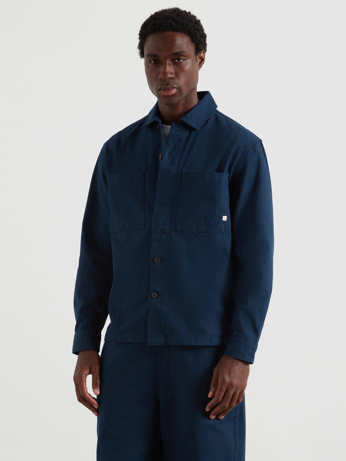 Product image 1 of 5, which shows Farah Cotton Herringbone Long Sleeve Collar Shirt, Yale, S