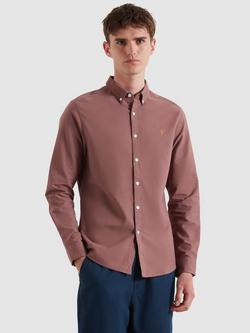 Farah Oxford Organic Cotton Long Sleeve Collar Shirt, Dusky Mauve