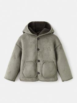 Mango Kids' Bombai Hooded Coat, Khaki, Khaki