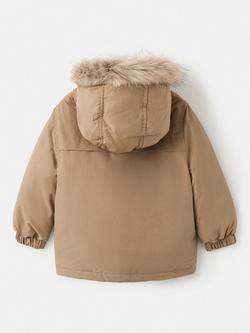 Mango Kids' Carlos Padded Hooded Jacket, Dark Brown - view 2, Dark Brown