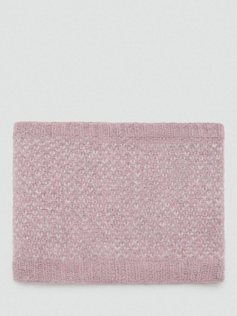 Product image 1 of 3, which shows Mango Kids' Oslops Knitted Scarf, Light Pastel Pink