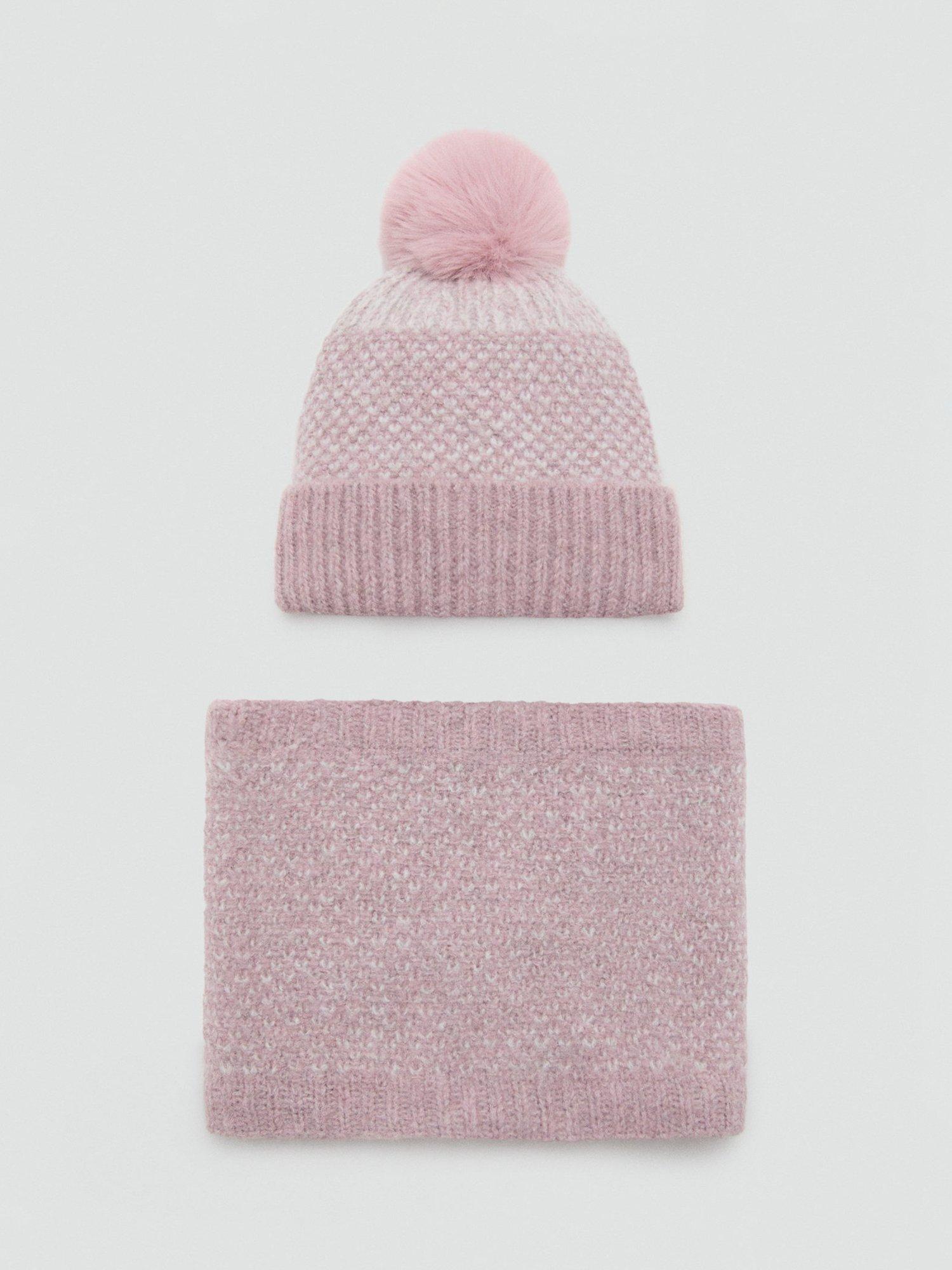 Product image 3 of 3, which shows Mango Kids' Oslops Knitted Scarf, Light Pastel Pink