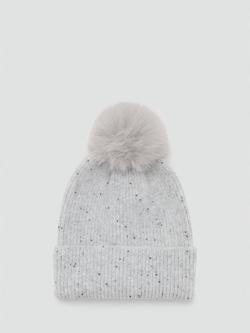 Mango Kids' Fluffy Knit PomPom Hat, Grey, Grey