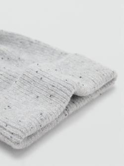 Mango Kids' Fluffy Knit PomPom Hat, Grey - view 2, Grey