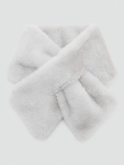 Mango Kids' Canelags Fluffy Scarf, Grey