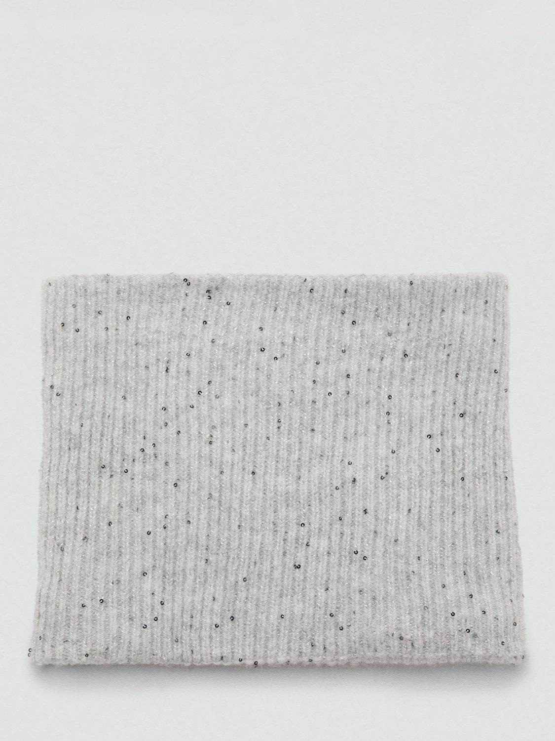 Product image 1 of 4, which shows Mango Kids' Knitted Sequin Scarf, Grey, One Size