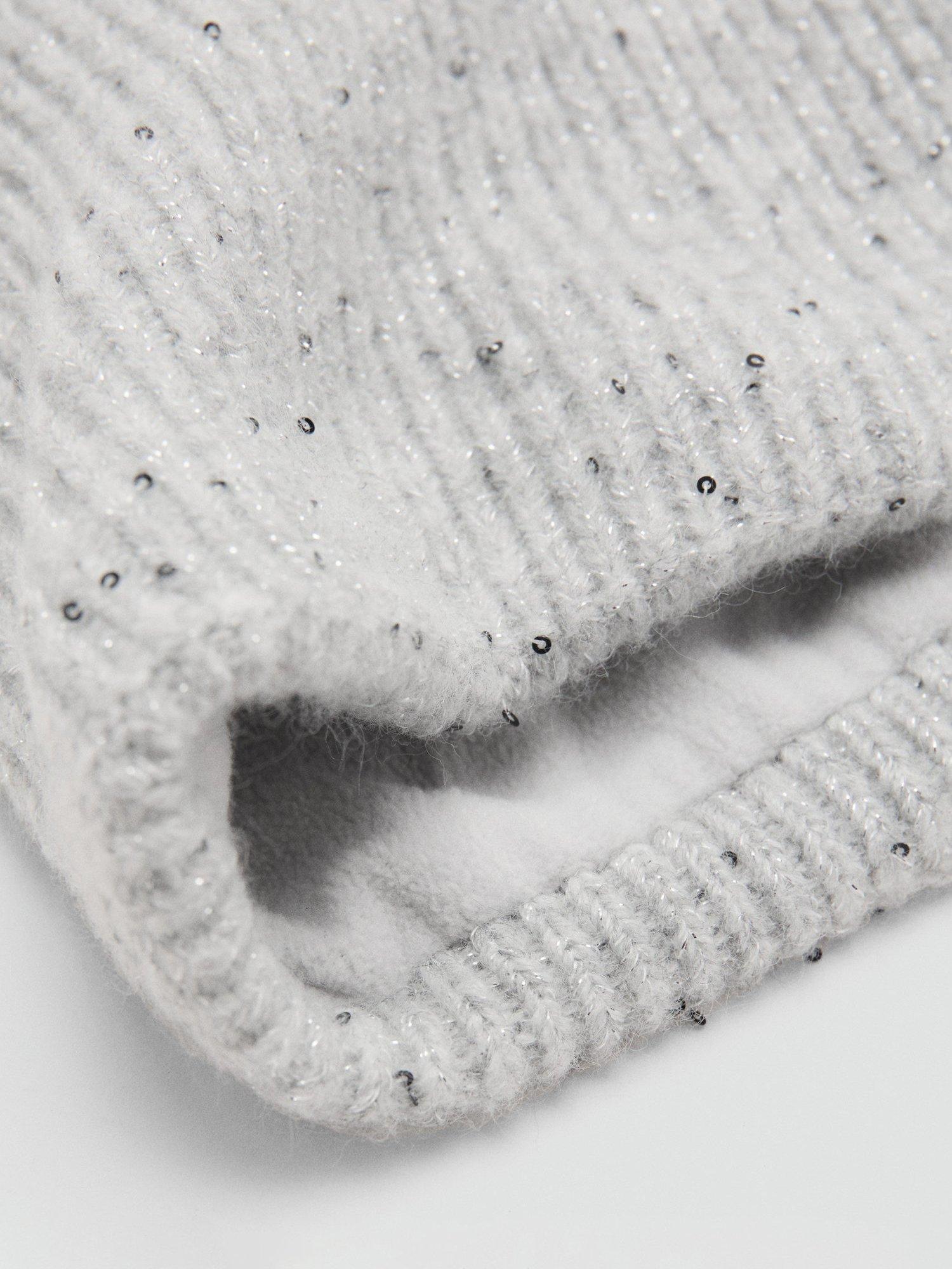 Product image 2 of 4, which shows Mango Kids' Knitted Sequin Scarf, Grey, One Size