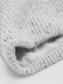 Mango Kids' Knitted Sequin Scarf, Grey - view 2, Grey