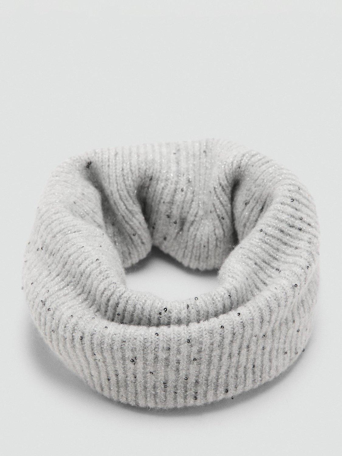 Product image 3 of 4, which shows Mango Kids' Knitted Sequin Scarf, Grey, One Size