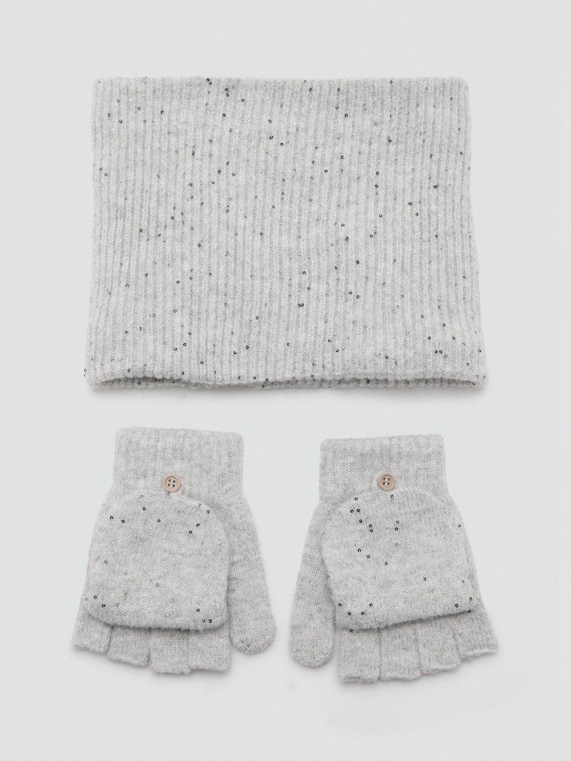 Product image 4 of 4, which shows Mango Kids' Knitted Sequin Scarf, Grey, One Size