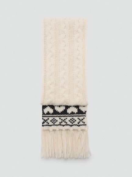 Mango Kids' Hearts Scarf, Light Beige, Light Beige