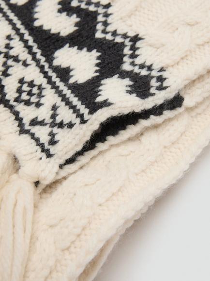 Mango Kids' Hearts Scarf, Light Beige - view 2, Light Beige