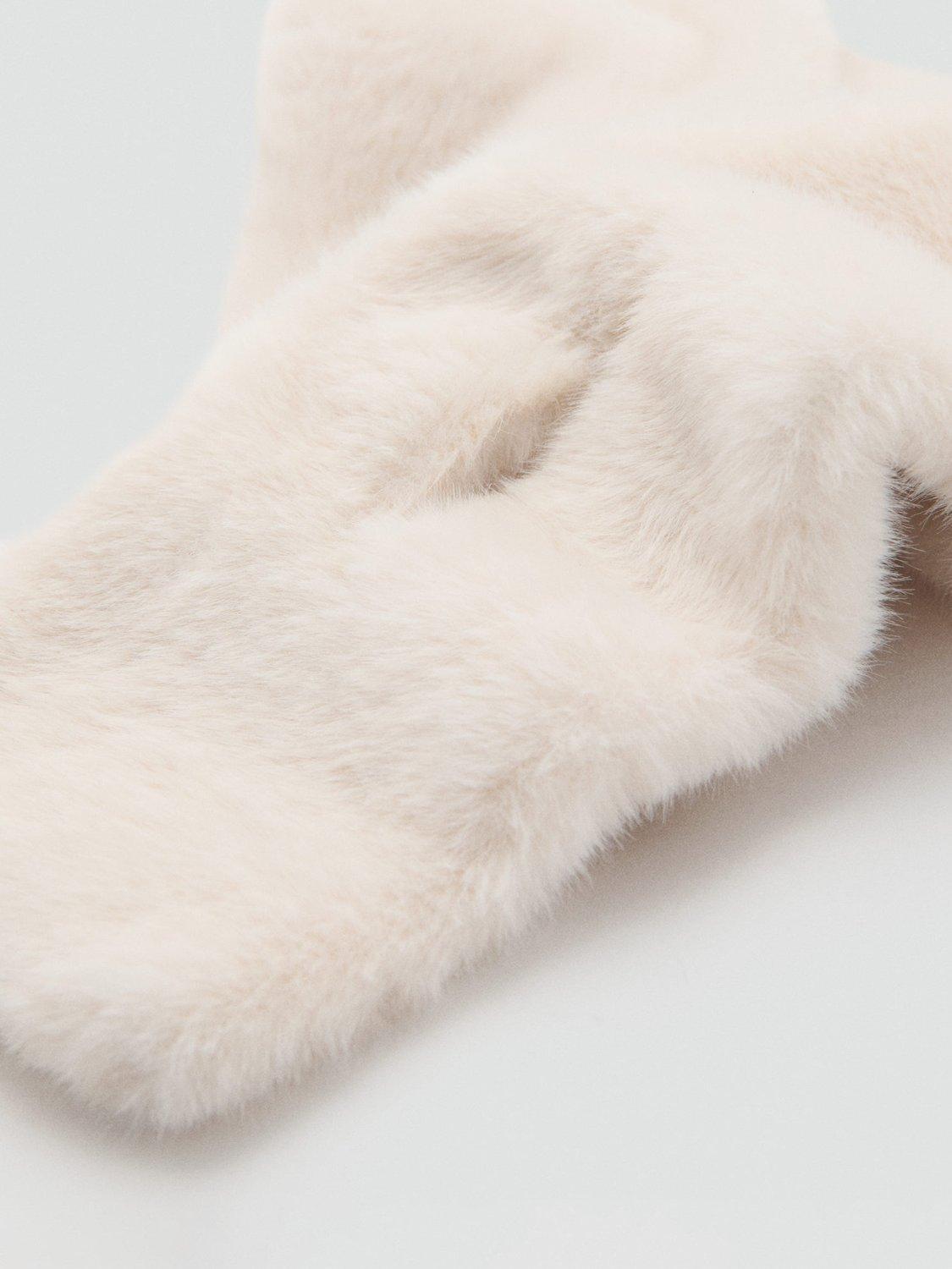 Product image 2 of 4, which shows Mango Canelags Fluffy Scarf, Light Brown
