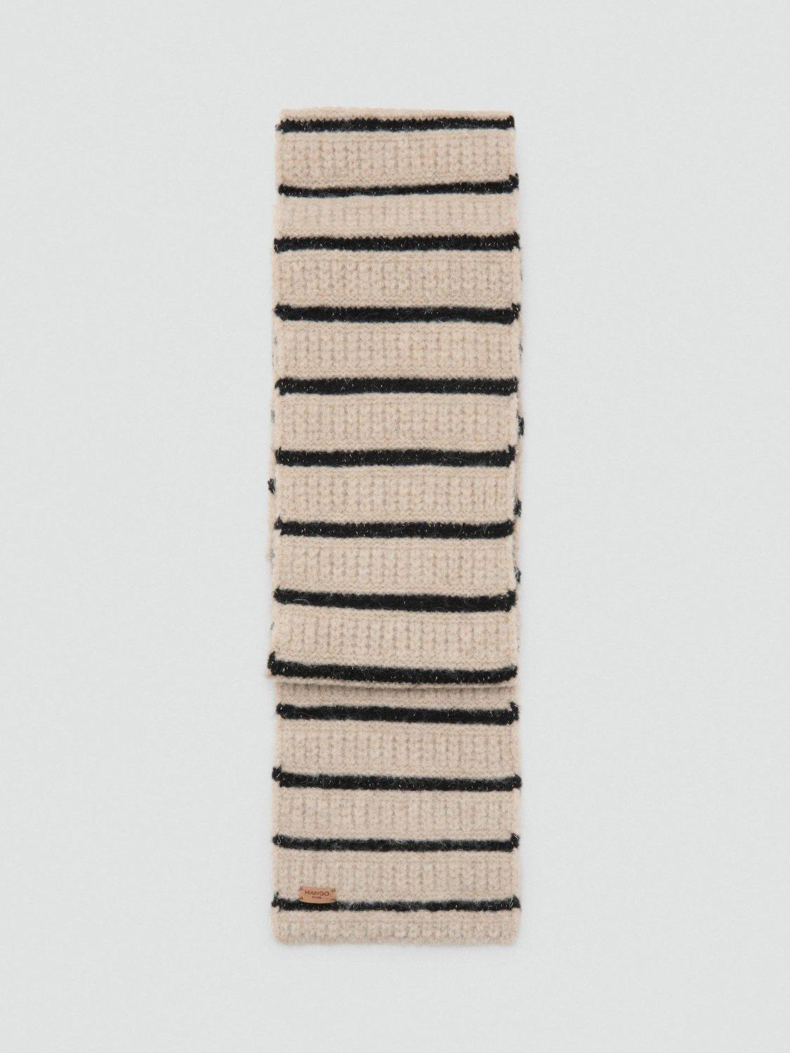Product image 1 of 3, which shows Mango Alice Striped Scarf, Light Brown