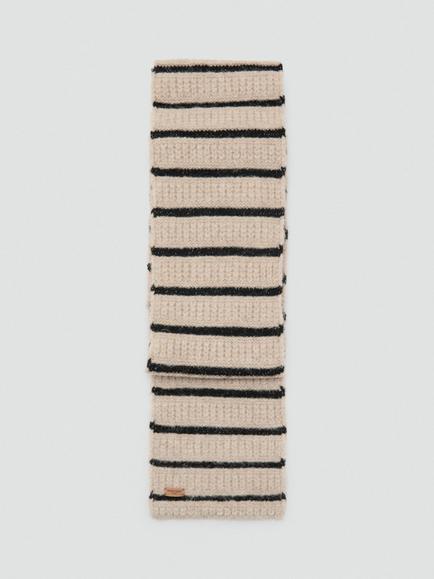 Mango Kids' Alice Striped Scarf, Light Brown, Light Brown