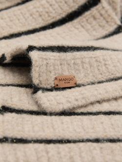 Mango Kids' Alice Striped Scarf, Light Brown - view 2, Light Brown