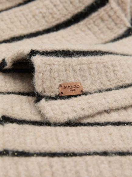 Mango Kids' Alice Striped Scarf, Light Brown - view 2, Light Brown