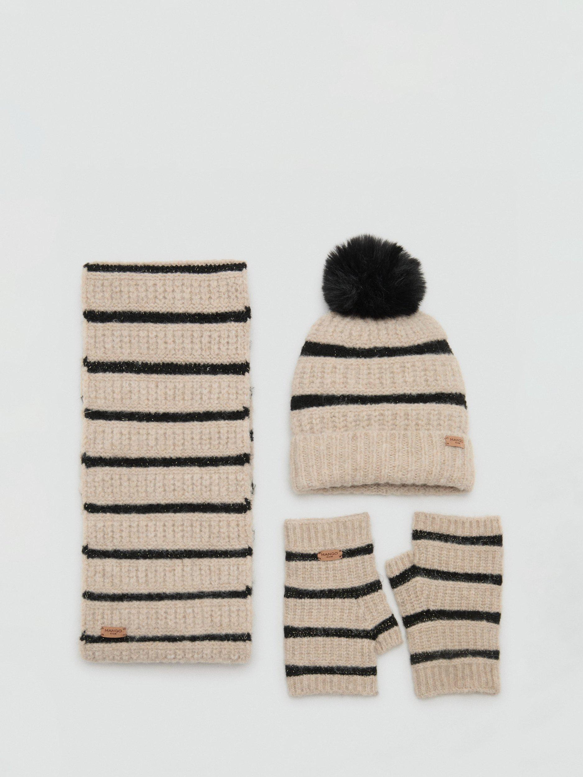 Product image 3 of 3, which shows Mango Alice Striped Scarf, Light Brown