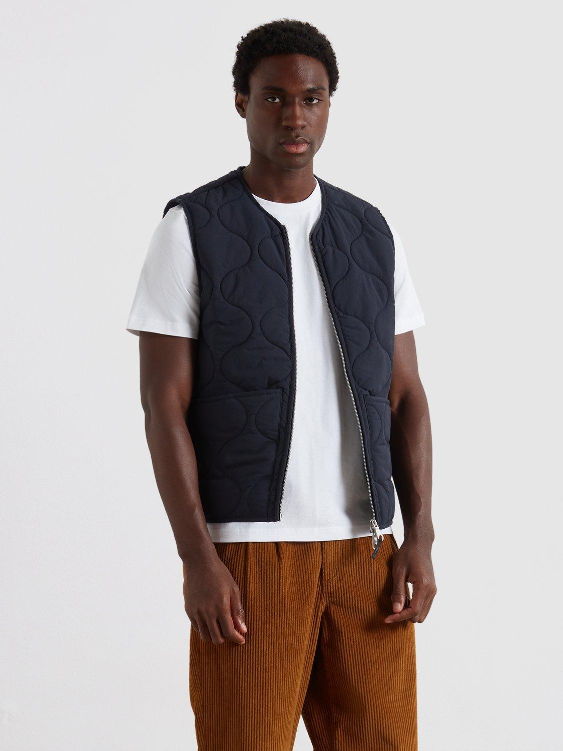 Product image 1 of 5, which shows Farah Zip Through Quilted Nylon Gilet, True Navy, S